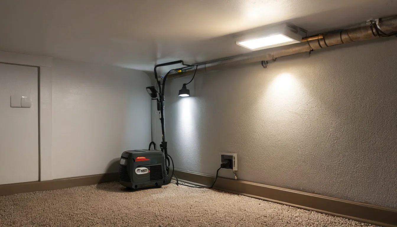 Provider inspecting a basement wall near a sump pump in a St. Louis home