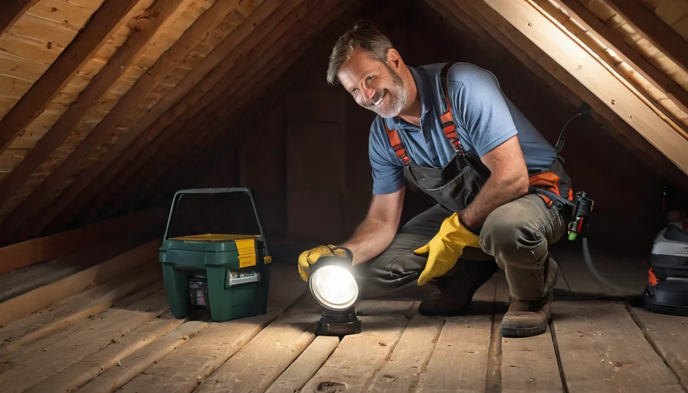 A local rodent and wildlife removal provider inspecting an attic in a St. Louis home